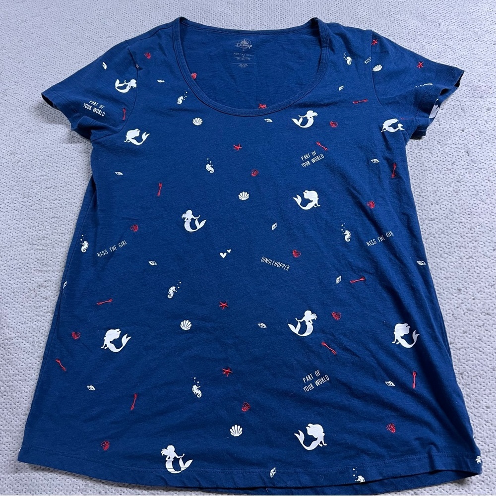 Disney Parks Japan Mermaid Kiss The Girl Novelty Print Cotton Blend T-Shirt XL